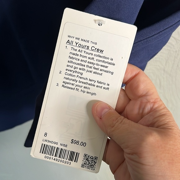 NWOT Lululemon All Yours Crew size 8 in night sea blue. - Picture 5 of 8